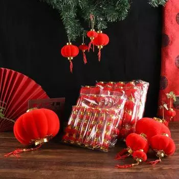 Фонарики из щипковых гирлянд для празднования Нового года, красные фонарики, подвесные украшения, маленькие фонарики на деревьях, бонса для дома и улицы