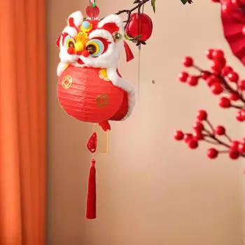 Фонарики «Танец льва» Китайские фонарики для фестиваля лунного года красный