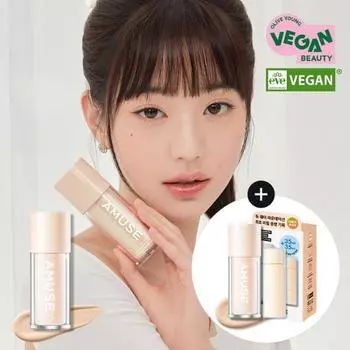 [Фонд Чан Вонён/Ограниченное издание] Amuse Dew Wear Foundation Refill Ограниченное издание (основной продукт + пополнение),Корейская косметика, КПОП [Refill Plan] 01 Pure