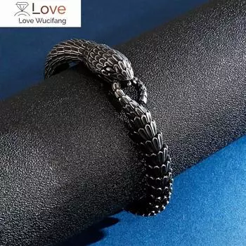 Fongten Punk Black Snake Link Chain Браслеты из нержавеющей стали Charm Hip Hop Персонализированные мужские и женские ювелирные изделия 23cm