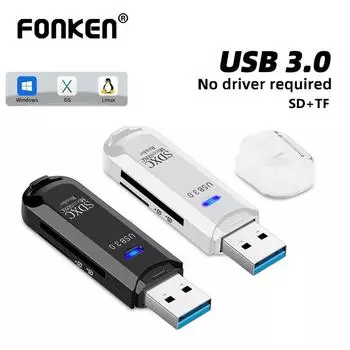Fonken 2-в-1 кард-ридер USB 3.0/USB 2.0 к адаптеру карты памяти SD TF для ПК, аксессуары для ноутбуков