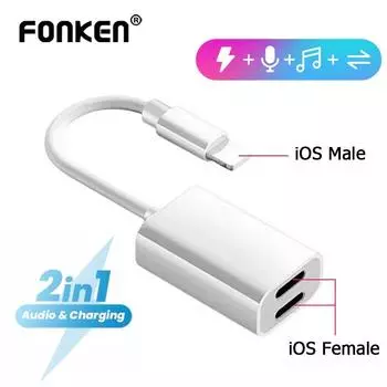 Fonken 2 в 1 Lightning OTG Адаптер для зарядки Освещение «папа» на двойное освещение «мама» Аудио конвертер для iPhone Передача данных