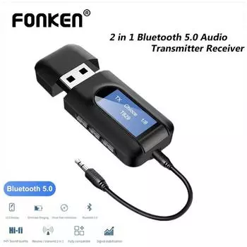 Fonken 2 в 1 USB Bluetooth 5,0 аудиопередатчик приемник ЖК-дисплей 3,5 мм AUX стерео беспроводной адаптер ключ для ПК ТВ автомобильные наушники