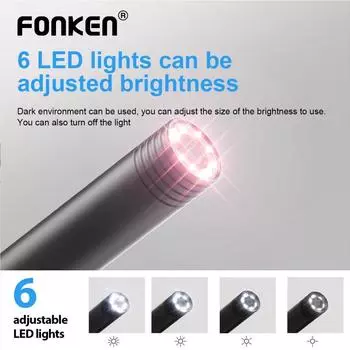 FONKEN 7 мм 5,5 мм Гибкая эндоскопическая камера IP67 Водонепроницаемая промышленная эндоскопическая камера с микро USB для Android Phone PC 6LED Регулируемая Endoscope-1M cord чёрный