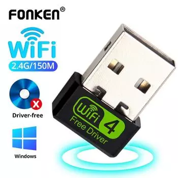FONKEN Беспроводной Wi-Fi адаптер Mini USB2.0 Wi-Fi Dongle USB Ethernet-приемник-передатчик 2,4G 150 Мбит/с сетевая карта без драйверов для ПК, ноутбука