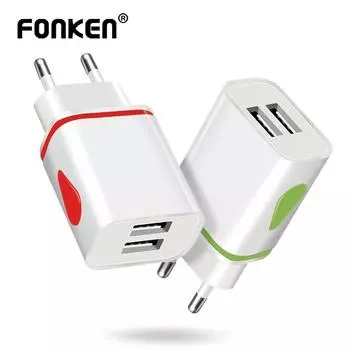 FONKEN Dual USB EU Plug Зарядное устройство Drop LED Light 2 порта Универсальный планшет для телефона 5V 2.1a Зарядное устройство Портативный адаптер питания Android