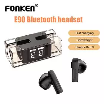 Fonken E90 Wireless bluetooth headset Digital Display Touch Control Earphone Waterproof Sport Wiht MiC Music TWS Headphones белый