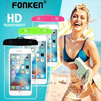 FONKEN IPX8 водонепроницаемый чехол-сумка, универсальный 6,5-дюймовый чехол для мобильного телефона, чехол для плавания, фотосъемка под водой для телефона Android или IOS белый