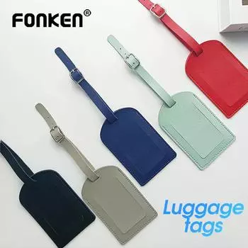 Fonken из искусственной кожи, багажная бирка, идентификационная этикетка для чемодана, бирка для посадочного мешка, портативное имя, ID-адрес, держатель, дорожные аксессуары