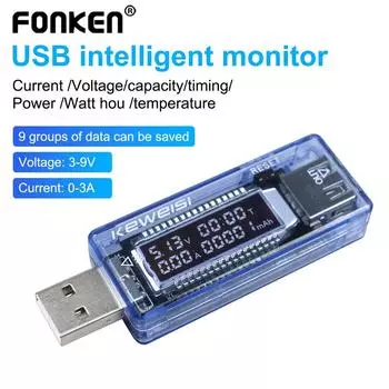 FONKEN Измерители напряжения Тестер емкости тока и напряжения USB USB Вольт Ток Напряжение Доктор Зарядное устройство Тестер емкости Измеритель мощности Power Bank