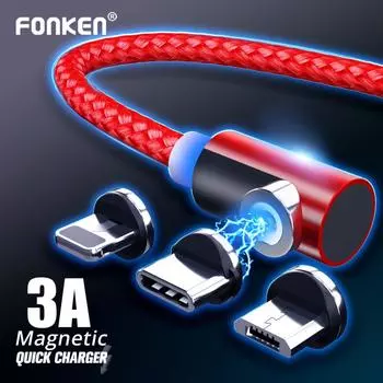 FONKEN Магнитный кабель Micro USB 360 USB Type C Магнитный кабель для Samsung a50 a70 Быстрая зарядка Телефон Зарядный кабель для iPhone
