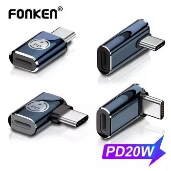 Fonken PD20W OTG Тип C к разъему адаптера Lightning USB C к адаптеру типа C Кабель-конвертер Интеллектуальный защитный чип для iPhone Huawei style A темно-синий