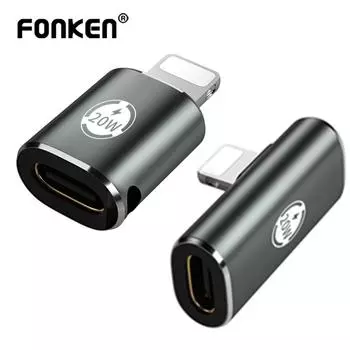 Fonken PD 20 Вт USB Type-C Адаптер для быстрой зарядки для iPhone 13 12 11 Адаптер USB C к Light-ning OTG Разъем синхронизации данных Straight серый