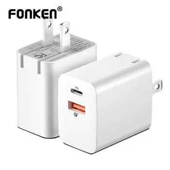 FONKEN PD 20W Быстрое зарядное устройство QC3.0 USB-разъем для быстрой зарядки Зарядка мобильного телефона для IPhone US белый