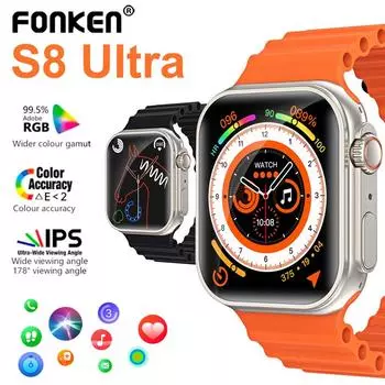 Fonken S8 Ultra Smart Watch Series 8 Bluetooth Call Sport Fitness Bracelet Men Women Kids SmartWatch for IOS Android чёрный