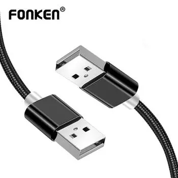 FONKEN USB2.0 удлинительный кабель «папа-папа» высокоскоростной шнур передачи данных USB 1 м удлинитель кабеля для компьютера ноутбука чёрный