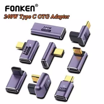 Fonken USB4.0 40 Гбит/с Тип C к USB C PD3.1 Разъем адаптера 240 Вт 8K @ 60 Гц Конвертер быстрой зарядки для MacBook Pro MPS5 Nintendo Switch Type A
