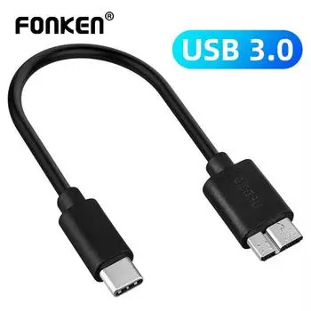 FONKEN Usb C-Micro B кабель Usb 3,1 Type C Hdd жесткий диск Micro-B кабель для передачи данных 5 Гбит/с Usbc 1 м шнур для камеры Macbook смартфон Samsung 0.5M чёрный