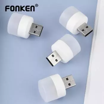 Fonken USB-штепсельная лампа для мобильных устройств с зарядкой через USB, маленькие книжные лампы, светодиодная лампа для чтения, маленький круглый светильник, ночник теплый белый