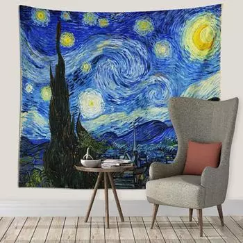 Фоновая ткань для гостиной, настенная ткань для спальни, европейская и американская декоративная ткань с УФ-луной, светящаяся подвесная ткань, гобелен 73*95cm