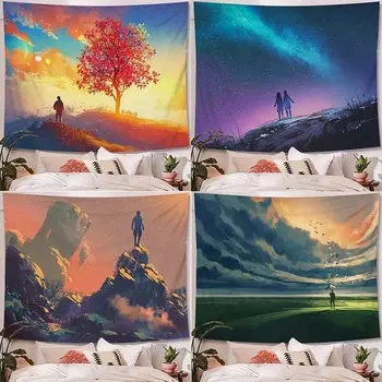 Фоновая ткань в стиле иллюстрации персонажа для офиса, гостиной, гобелен для украшения стен дома 100x75cm