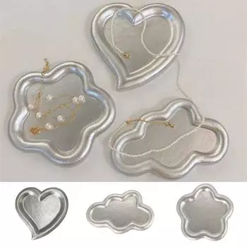 Фоновый реквизит Цветочная тарелка для украшений Поднос для украшений из смолы Демонстрация выставки silver-love heart