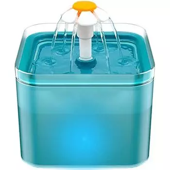 Фонтан для кошек Ультра тихий диспенсер для воды для кошек Диспенсер для воды для кошек со светодиодной подсветкой Фонтан для кошек на 2 л с фильтром из активированного угля и водяным насосом 16x13x16cm