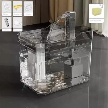 Фонтан для воды для кошек, автоматический фильтр, прозрачная поилка для кошек, USB электрическая бесшумная поилка с рециркуляцией и фильтрацией для кошек, диспенсер для воды серый