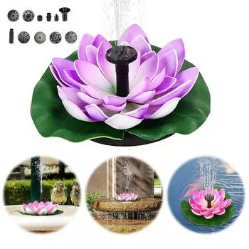 Фонтан Lotus Solar Water Fountain с бесщеточным насосом, плавающий садовый фонтан, искусственные цветы лотоса, украшение пруда розовый