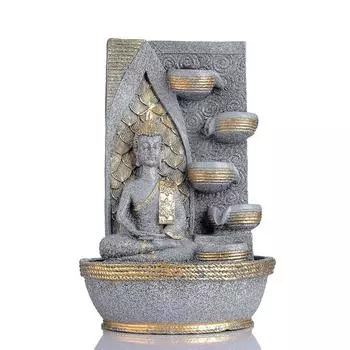 Фонтан с водопадом и светодиодными лампами. Декор для дома. Подарочный подарок.