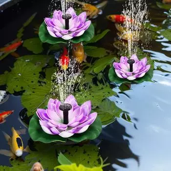 Фонтанный насос Lotus Solar, работающий на солнечной энергии, безщеточный, искусственный фонтан с цветами лотоса, декор для бассейна у дома для птиц розовый