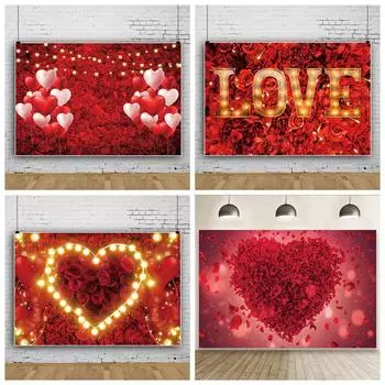 Фоны с красной розой и сердечком для свадьбы, Дня святого Валентина, дня рождения, украшения фона A-150x100cm