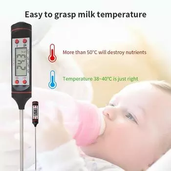 Food Baking Digital Kitchen Thermometer Electronic Probe Type Liquid Barbecue BBQ Temperature Measuring Pen Black