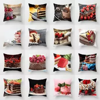 Food Cake Pattern Decorative Pillowcase Office Living Room Car Ornaments Home Pillowcase 40x40cm