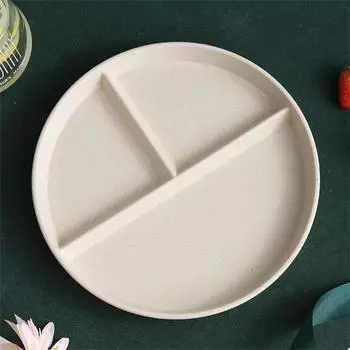 Food Dish Round Square Home Kitchen Reusable Dinner Plate For Adults Portion Control Diet 3 Compartments Microwave Safe жёлтый