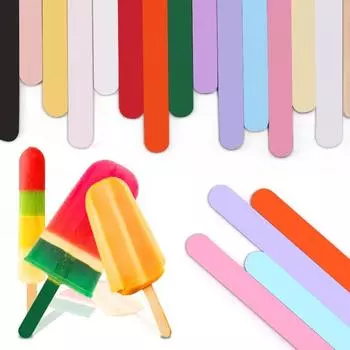 Food Grade Acrylic Ice Cream Sticks 10pcs/set Colorful Light Popsicle Stick Stirring Rod Distinguishing Labels Kitchen Tools