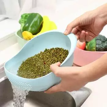 Food Grade Plastic Drainer Rice Beans Peas Washing Filter Strainer Basket Sieve Kitchen Accessories Kitchentool Cleaning Gadget розовый