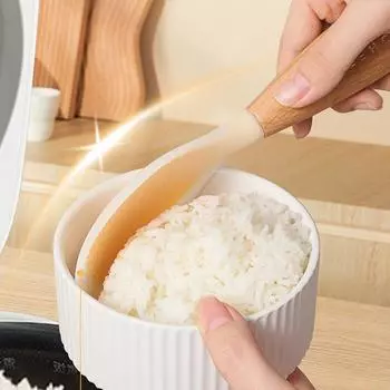 Food Grade Rice Spoon Heat-resistant Rice Paddle Silicone Standing Type Rice Spatula Food Serving Rice Shovel Kitchen Gadgets белый