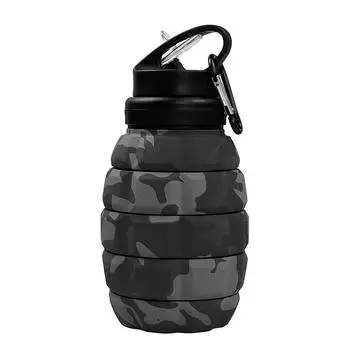 Food-Grade Silicone Folding Water Bottle Retractable High Temperature Water Bottle Camouflage Sports Water Bottle Riding Camping 580ml камуфляж зеленый