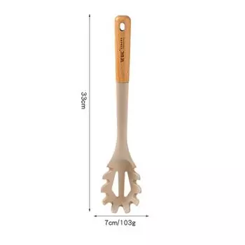 Food Grade Wooden Handle Silicone Cookware Silicone Leaky Spoon Kitchenware Set Spatula Noodle scoop