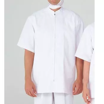 Food Hygiene Work Short Sleeve Thin 3L [Midori Anzen] Clothes, Coat, Unisex, Breathable, Fabric, MHS07, Top, White, белый