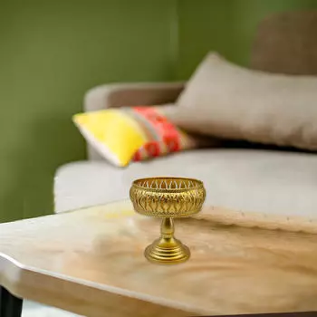 Food Serving Tray Candle Holder Cookies Display Home Decor Storage Rack Table Centerpiece for 14.5cmx9.5cmx6cm золотой