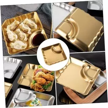 Food Tray Stainless Steel Snack Plate Jewelry Tray Japanese Plates Dessert Display Tray for Dip Appetizers Veggies Chips Candy