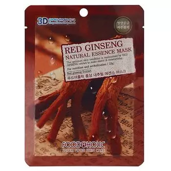 FOODAHOLIC NATURAL ESSENCE MASK #RED GINSENG 3D Маска для лица с экстрактом красного женьшеня