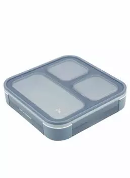 Foodman Bento можно носить Тонкий бенто Двойная защита с коробкой CB DSK, Ми, 500 мл, Синий, Вертикальный, Коробка, Герметичный, Уплотнение, 4-точечный замок, Япония, синий