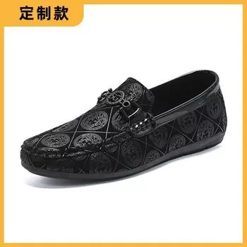 Foot Lishi Мужская обувь Black Society Guy Doudou Shoes Ленивые мягкие подошвы для вождения Осенние педальные повседневные кожаные туфли Tide 39