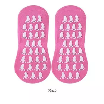 Foot Massage Unisex Point Rubber Sock Thick Velvet Socks Trampoline Sock Non-slip Floor Socks Red