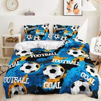 Футбольный 3D-принт с цифровым узором пододеяльник наволочка постельное белье для спальни комплект из трех предметов DE 135x200cm