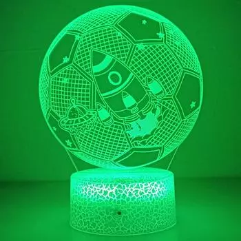 Football and Spacecraft LED 3D LED night light 7/16 colors variable visual lighting living room home decor Creative Night Light Black Base No Remote синий