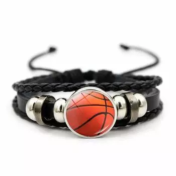 Football Basketball Leather Bracelet Versatile Sports Ball Baseball Volleyball Women Beaded Bracelet Hand Jewelry